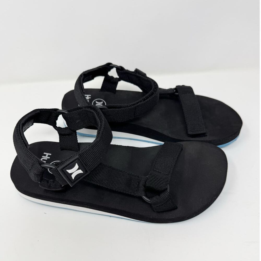 Hurley Rumble Lightweight Backstrap Comfort Sandals Black White Blue Womens Sz 8